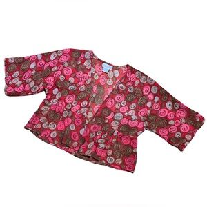 Travelsmith Semi-Sheer Spiral Peplum Cardigan Sz M Petite